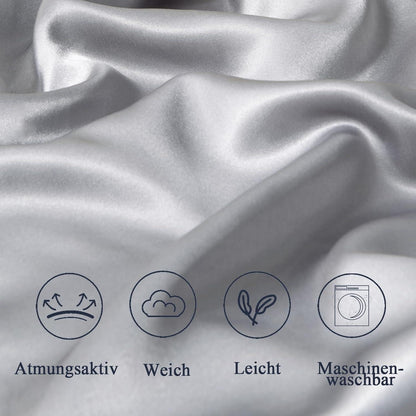 Satin Kissenbezug 80x80 2er Set Gray mit Reißverschluss