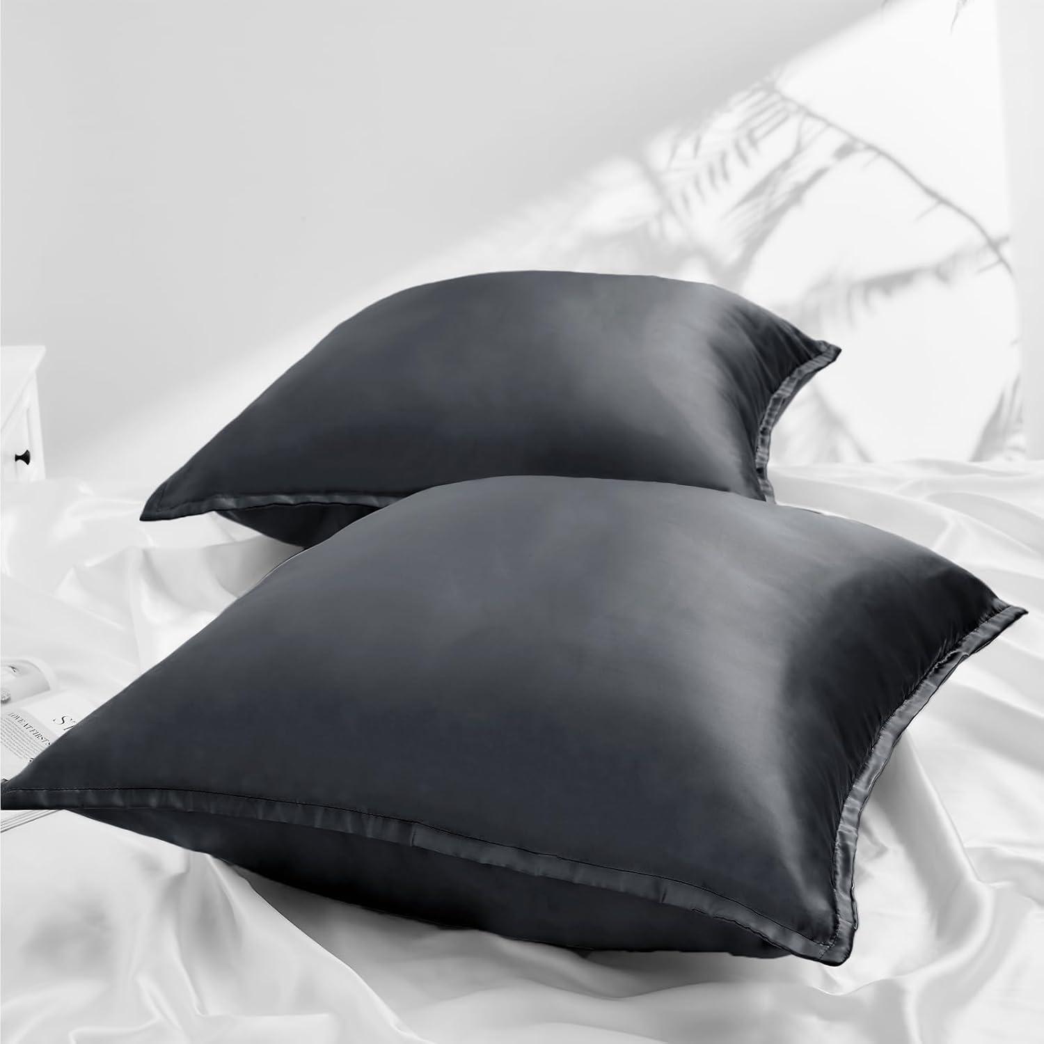 Satin Kissenbezug 80x80 2er Set Weich Seidenkissenbezug Curly Haar