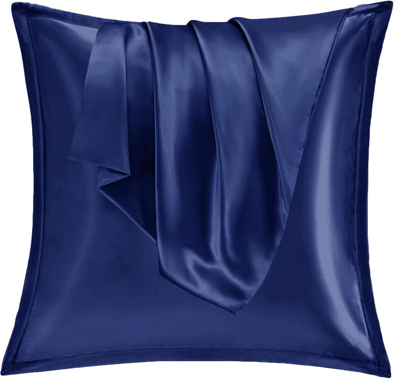 Satin Kissenbezug Set 80x80 2er Weich Silk Pillowcase Navy