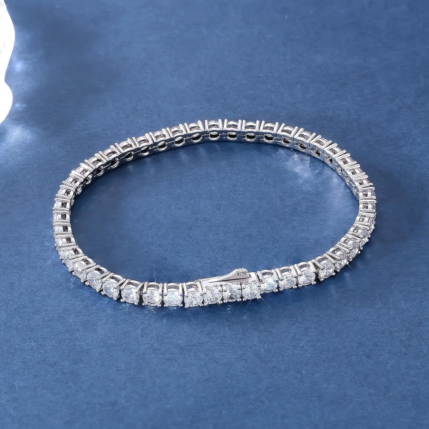 Damen Tennisarmband Weißgold Zirkonia 4mm 19cm Gold beschichtet