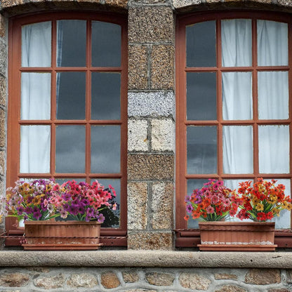 Künstliche UV-beständige Blumenstrauß für Draußen, 12 Stück, 6 Farben