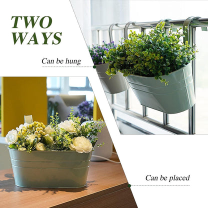2x ABSDON Hängender Blumentopf Metall Balkon Garten Wand 27.5*13.9*12cm