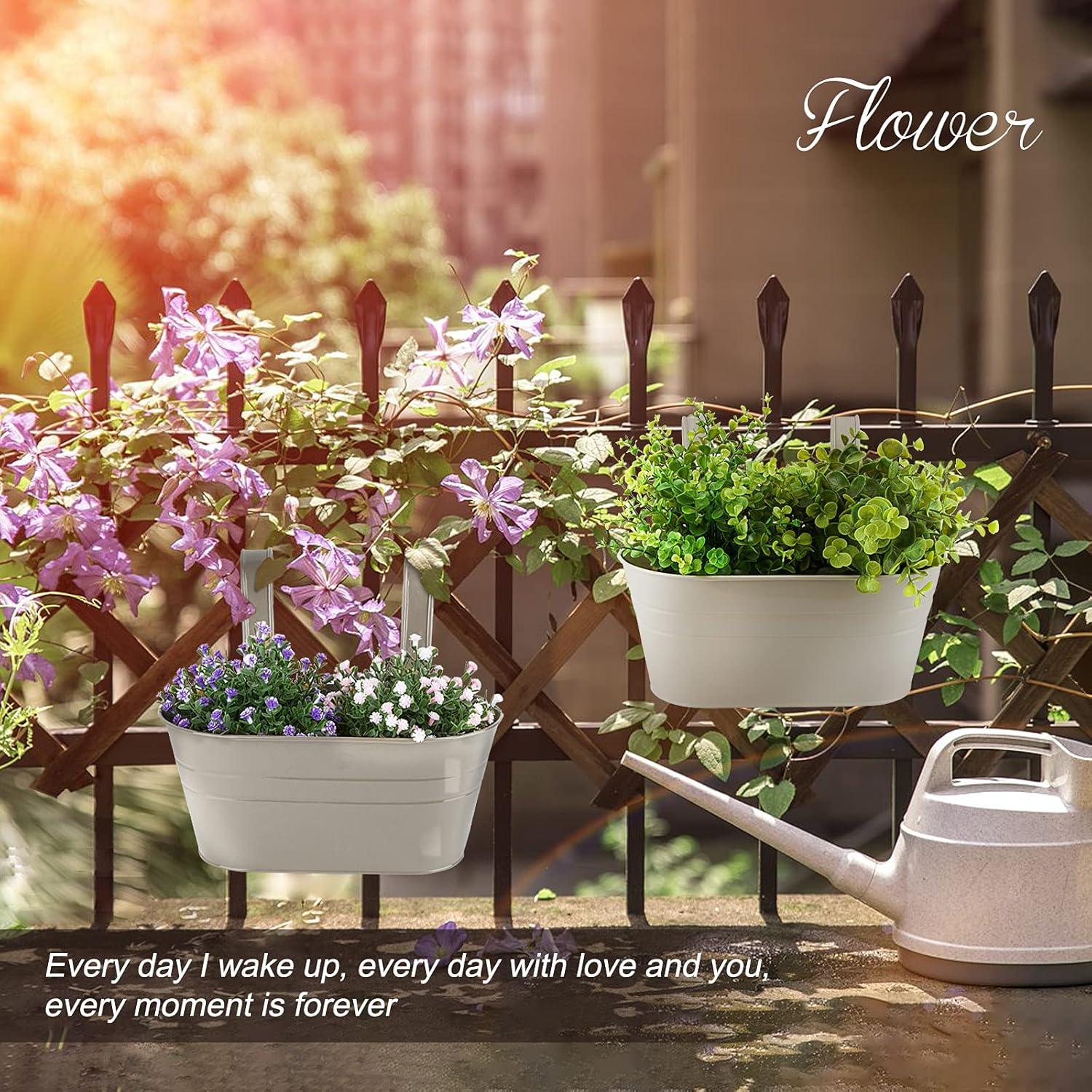 2er Hängender Blumentopf Metall Balkon Garten Wand Innen Außen 27.5*13.9*12cm