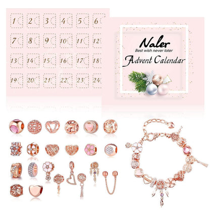 Adventskalender Schmuck Charms Roségold – 24teilig mit Ketten