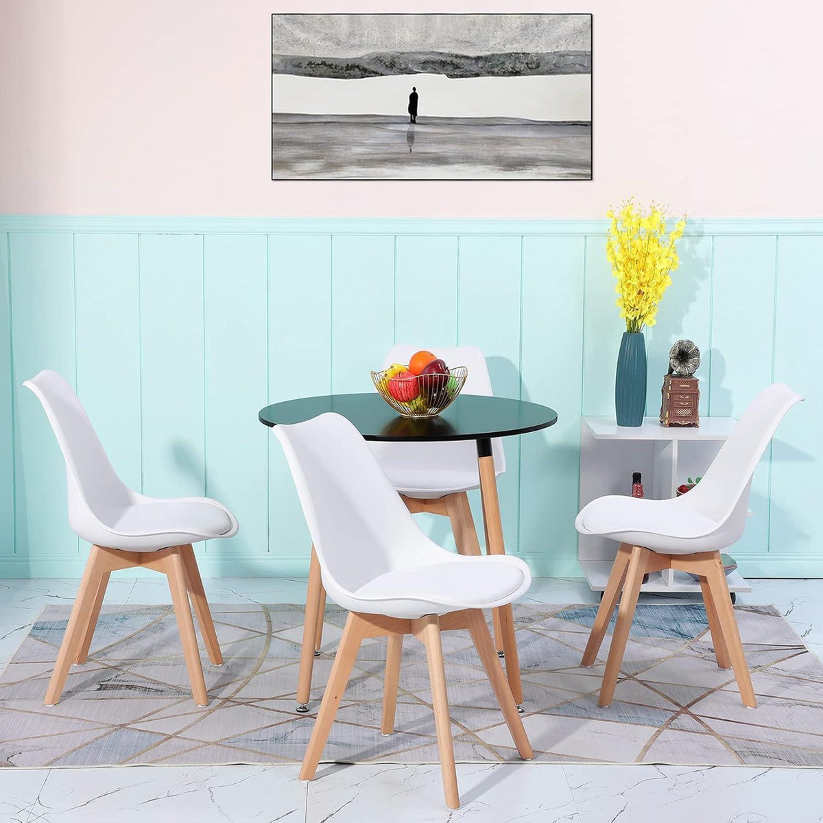 Runder Esstisch mit 4 Stühlen – Nordisches Design