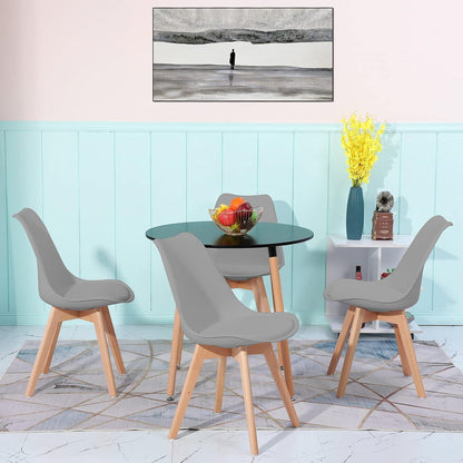 Runder Esstisch mit 4 Stühlen – Nordisches Design Schwarz/Grau