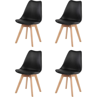 Nordisches Esstisch-Set mit 4 Stühlen – Weiß & Schwarz