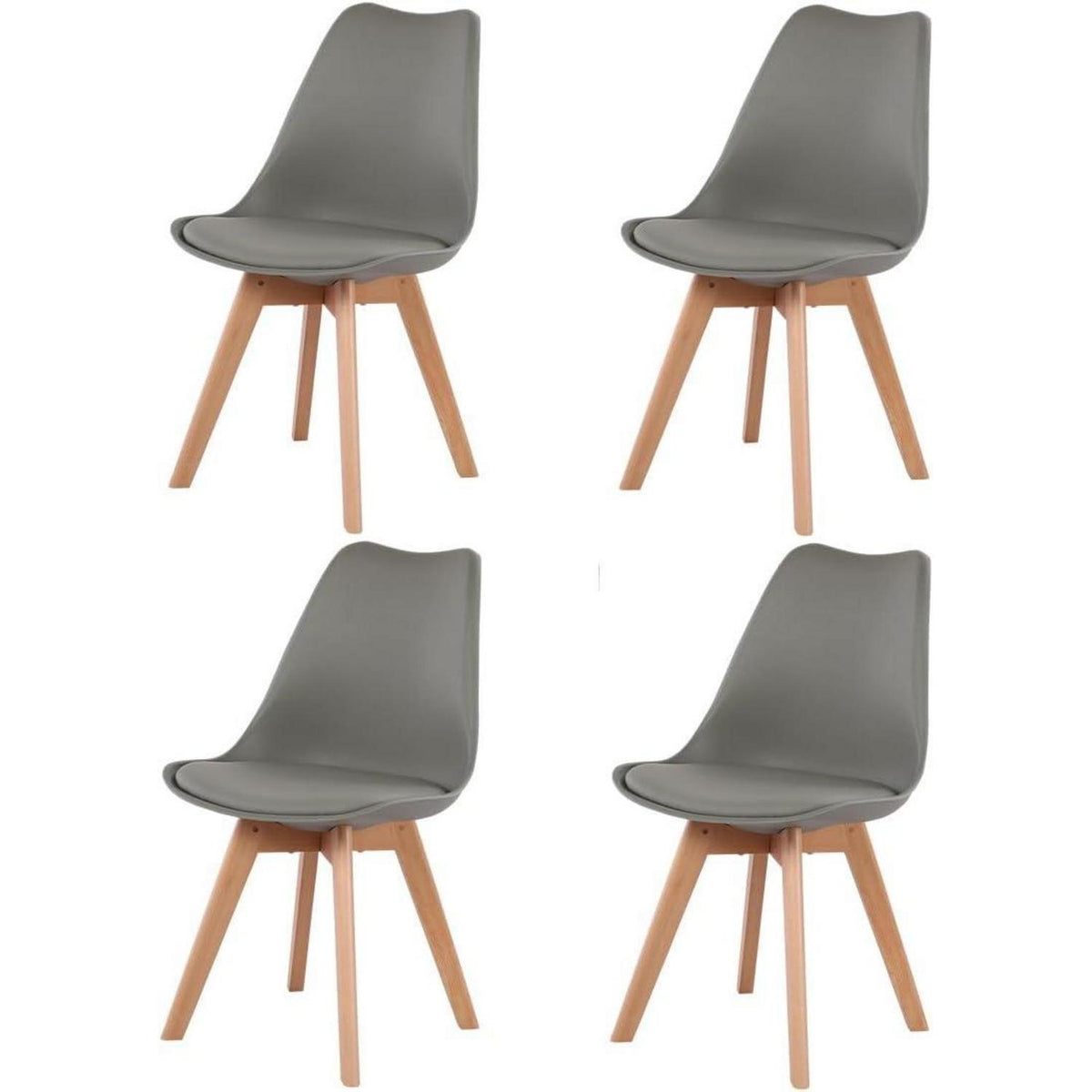 Runder Glastisch mit 4 Grau Stühlen – Essgruppe 80x80cm