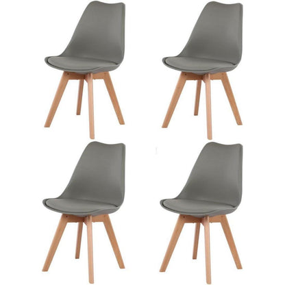 Runder Glastisch mit 4 Grau Stühlen – Essgruppe 80x80cm