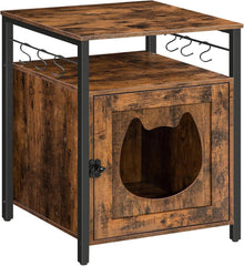 Katzenklo Schrank Holz 6 Haken Dunkelbraun 50x50x66 cm
