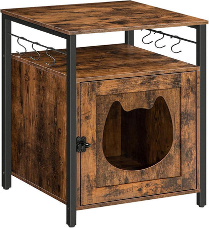 Katzenklo Schrank Holz 6 Haken Dunkelbraun 50x50x66 cm