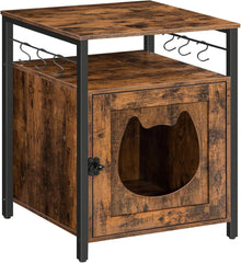 Katzenklo Schrank Holz 6 Haken Dunkelbraun 50x50x66 cm