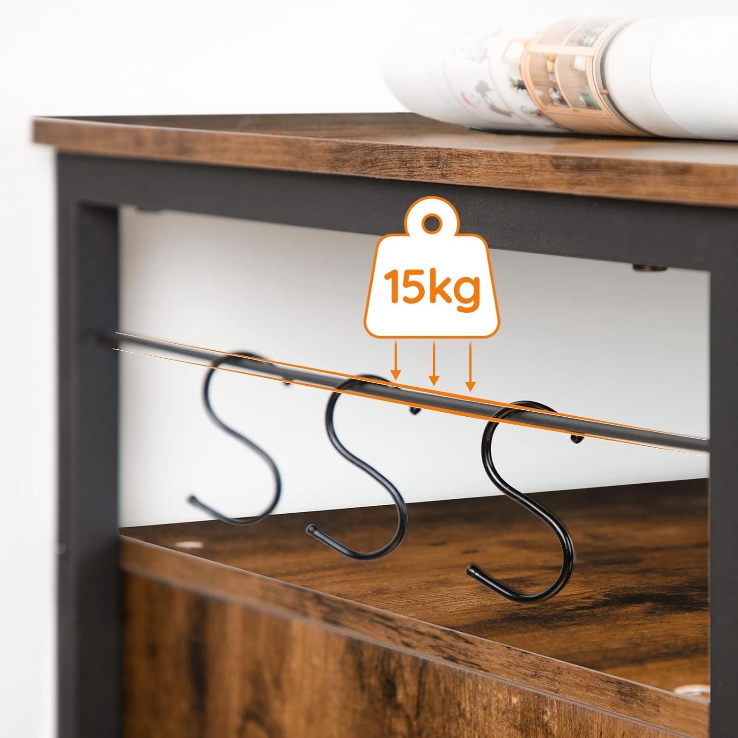 HOOBRO Katzenklo Schrank Holz 6 Haken Dunkelbraun 50x50x66 cm