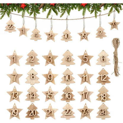 Adventskalender Holzanhänger DIY Weihnachtsdeko 24 Zahlen