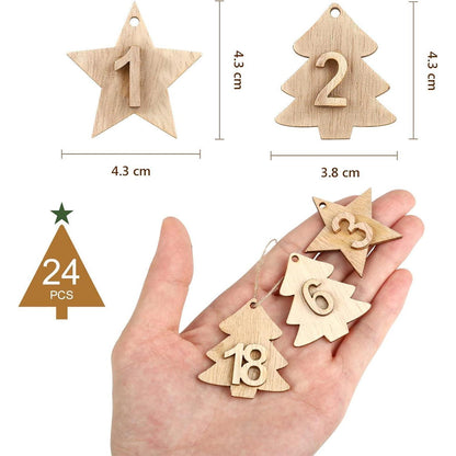 Adventskalender Holzanhänger DIY Weihnachtsdeko 24 Zahlen
