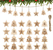 Adventskalender Holzanhänger Weihnachtsbaum Deko 24 Zahlen Countdown
