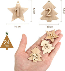 Adventskalender Holzanhänger DIY Weihnachtsdeko 24 Zahlen