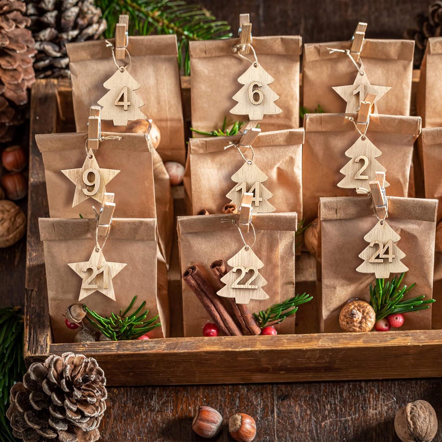 Adventskalender Holzanhänger 24 Zahlen Weihnachtscountdown Basteln