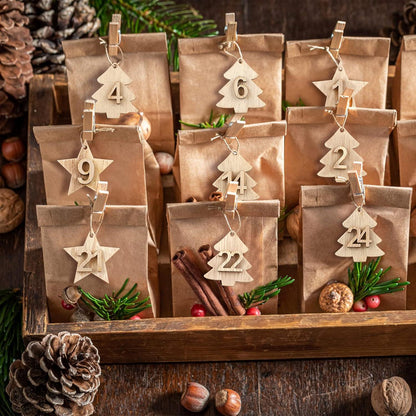 Adventskalender Holzanhänger 24 Zahlen Weihnachtscountdown Basteln