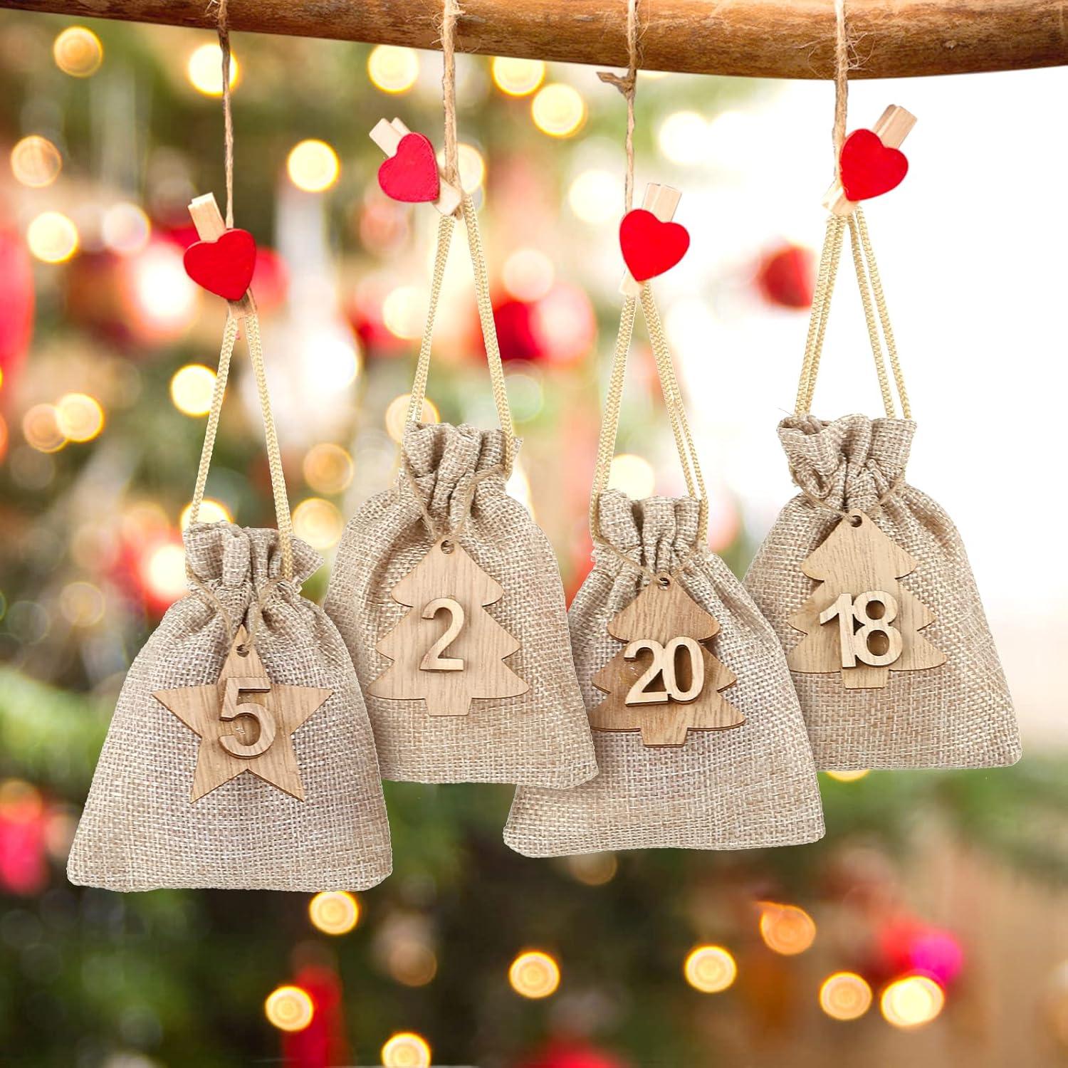 Adventskalender Holzanhänger 24 Zahlen Weihnachtsbaum Deko DIY