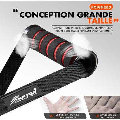 Griffe für Fitness- und Widerstandsbänder, grau/rot, 2er Set