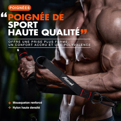 Griffe für Fitness- und Widerstandsbänder, grau/rot, 2er Set