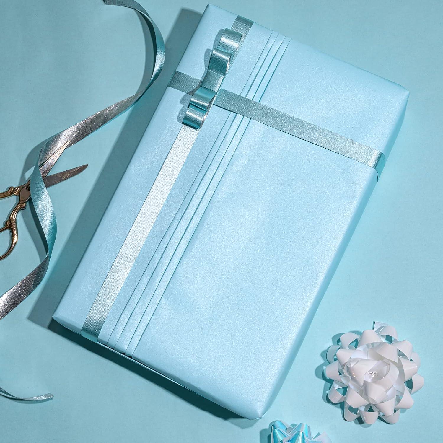 Blau Mattes Geschenkpapier Minirolle Einfarbig Perlmutt 10m
