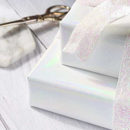Weißes Metallic-Geschenkpapier 43cm x 10m - Perfekt für