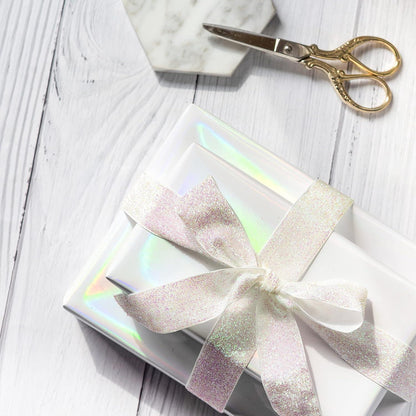 Weißes Metallic-Geschenkpapier 43cm x 10m - Perfekt für