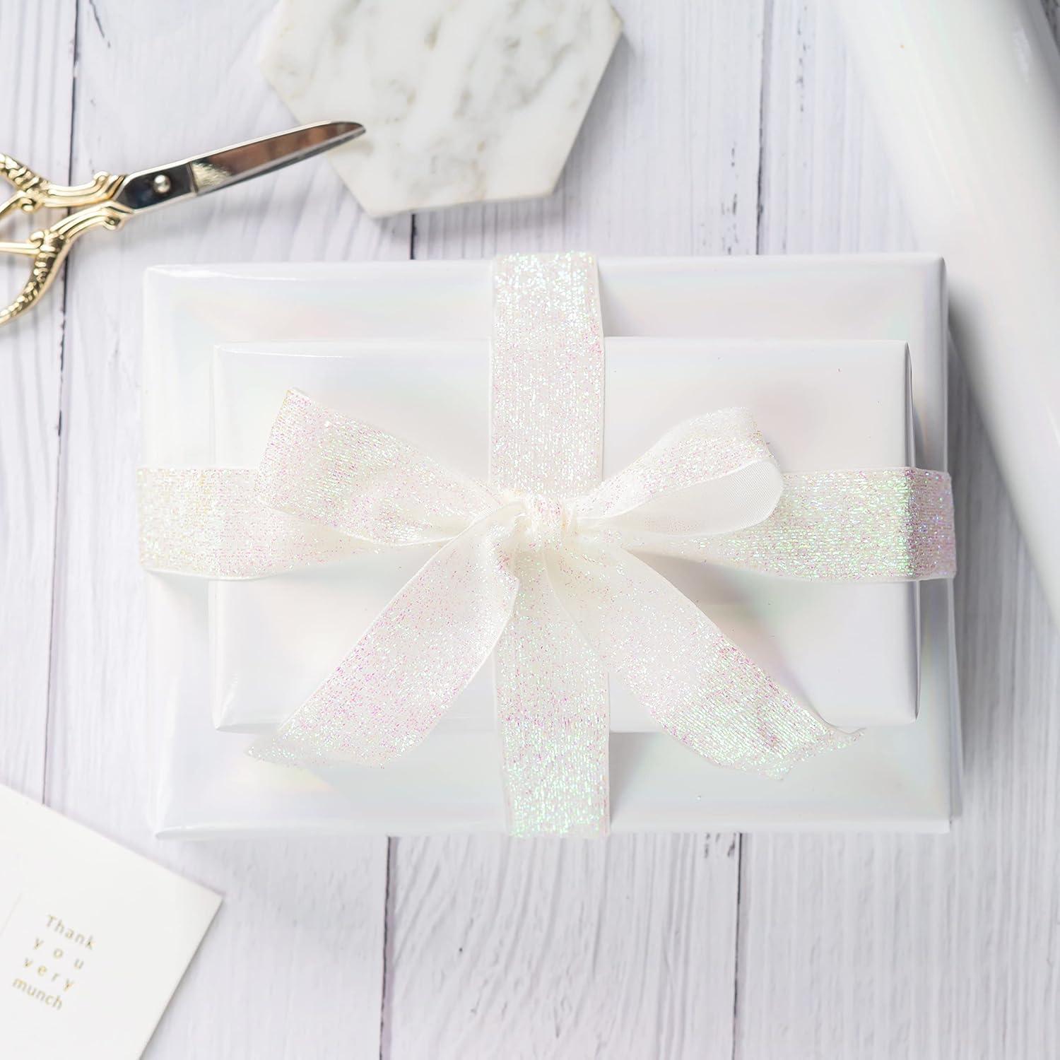 Weißes Metallic Geschenkpapier Mini-Rolle 43 cm x 10 m - Ideal für