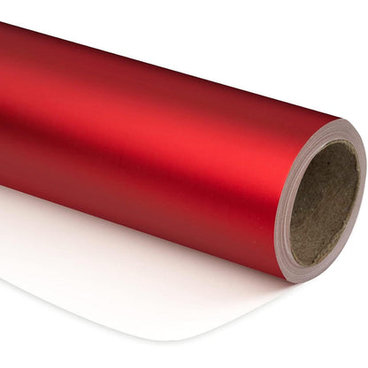 Geschenkpapier Rot Metallic – Mini-Rolle 44cm x 10m – Knickfrei