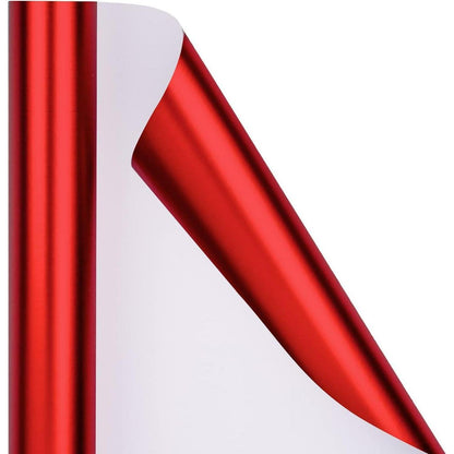 Geschenkpapier Rot Metallic – Mini-Rolle 44cm x 10m – Knickfrei
