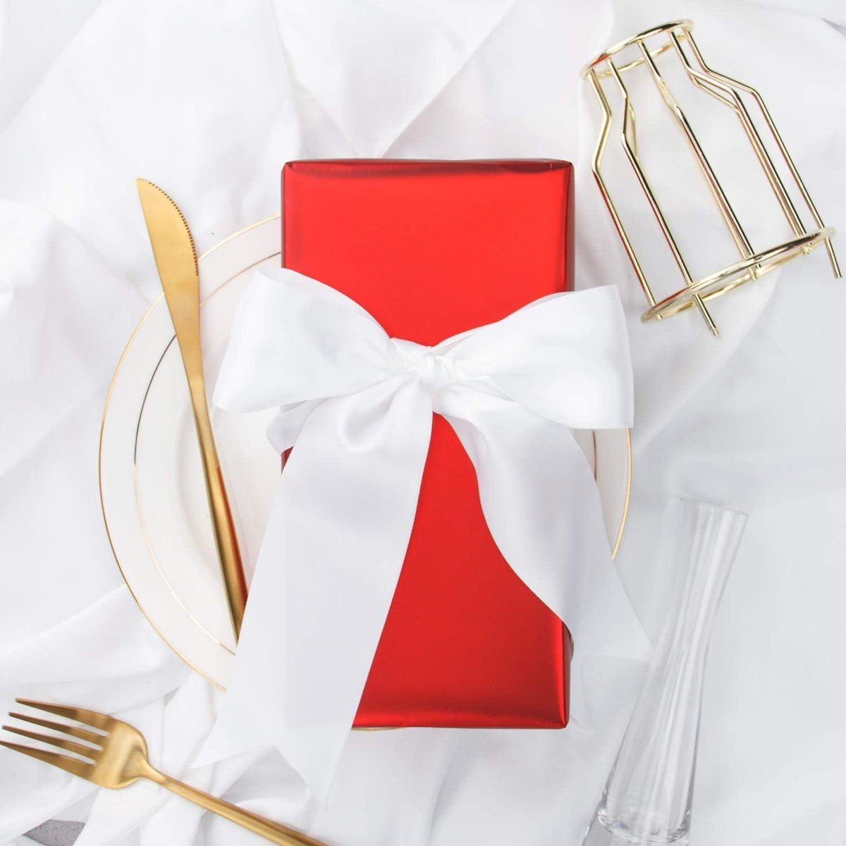 Geschenkpapier Rot Metallic – Mini-Rolle 44cm x 10m – Knickfrei