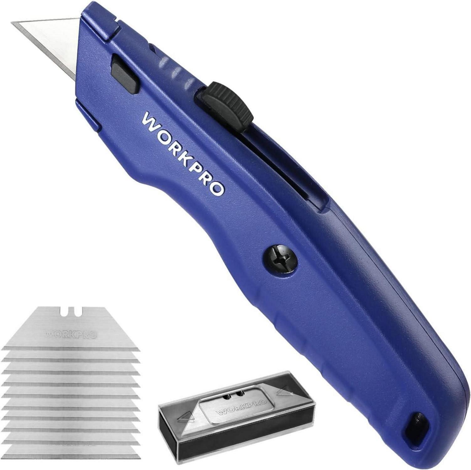 Premium Teppichmesser mit 10 zusätzlichen Klingen Blau