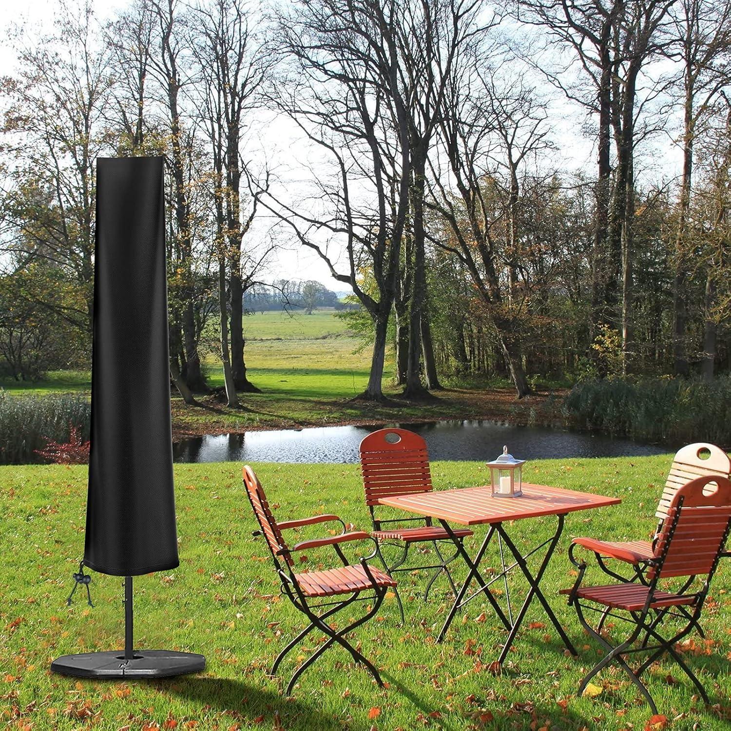 Wetterfeste Schirmhülle 170cm Schwarz, Oxford 420D, Sonnenschirm Abdeckung