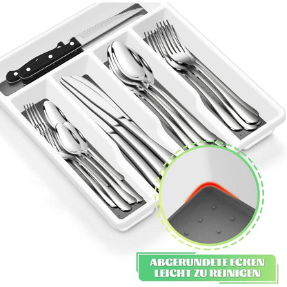 Besteckkasten Schublade Besteckeinsatz 5 Fächer weiß-grau