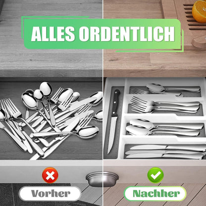 Besteckkasten Schublade Besteckeinsatz 5 Fächer weiß-grau