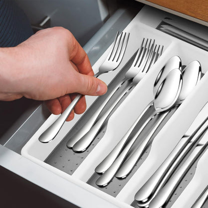 Besteckkasten Schublade Besteckeinsatz 5 Fächer weiß-grau