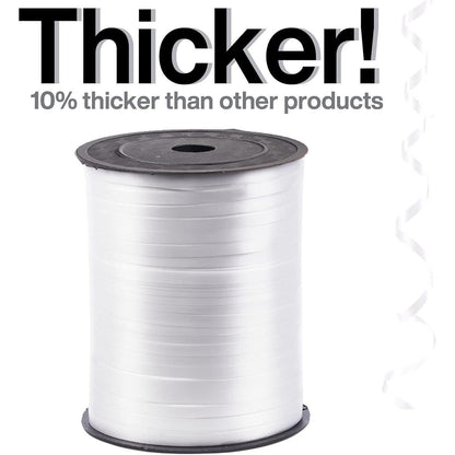 PartyWoo Geschenkband Weiß 450m Glänzendes Ballonband 1