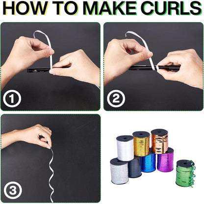 PartyWoo Geschenkband Weiß 450m Glänzendes Ballonband 1