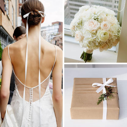 PartyWoo Geschenkband Weiß 450m Glänzendes Ballonband 1