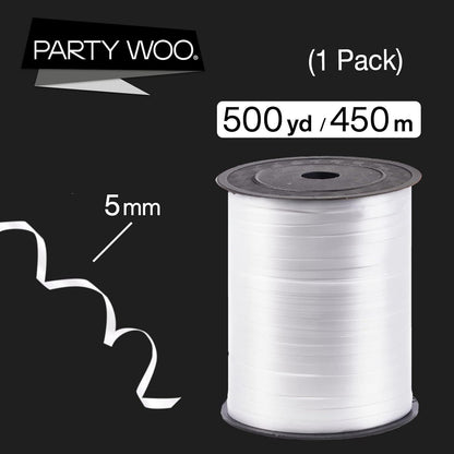 PartyWoo Glänzendes Geschenkband Weiß 450m Dekoband Hochzeit Ballonband