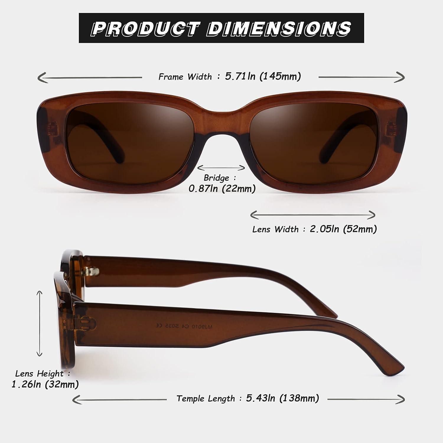GQUEEN Rechteck Sonnenbrille Polarisiert Retro Vintage UV400 90s Braun