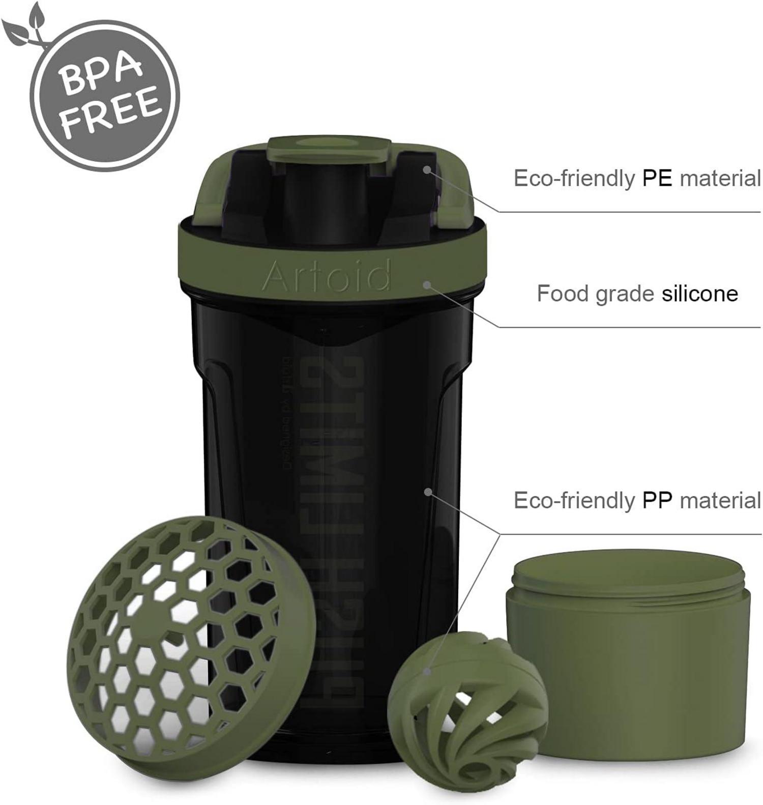 Inspirational Fitness Protein Shaker 680ml Dual Mixing Technology Push