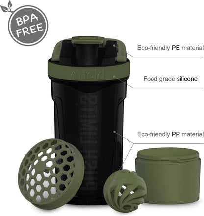 Inspirational Fitness Protein Shaker 680ml Dual Mixing Technology Push