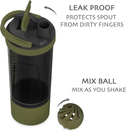 Protein Shaker Flasche 680ml mit Dual Mixing Technology und Twist Lock Protein