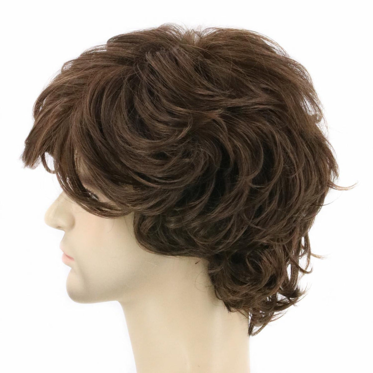 Herren Lockige Braun Perücke – Halloween Cosplay Perücke mit Haarnet