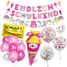 Einschulung Mädchen Deko Einhorn Schulbeginn Partyset