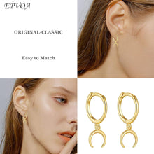 S925 Sterlingsilber Gold Mond Creolen Ohrringe 40mm/20mm