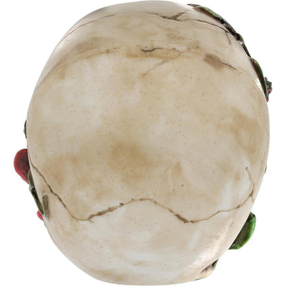 Menschlicher Totenkopf Schädel mit Rosen Naturharz Haloween